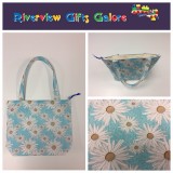 Medium Tote Bag with Zip- Daisy Blue